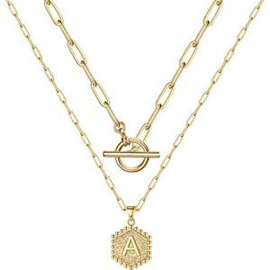 M MOOHAM Gold Initial Necklaces for Women Gold Chain Necklaces
